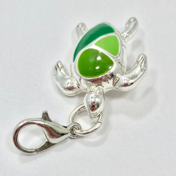 Green Sea Turtle Clip On Charm Zipper Pull Purse Bag Silver Tone Nautical Island - Picture 7 of 10